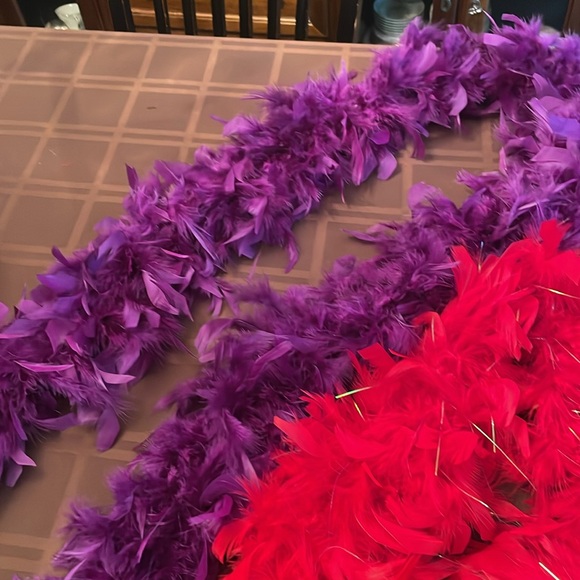 Halloween Costume Accessory purple Feather Boa 6 feet (new w tags) + red circle - Picture 2 of 3